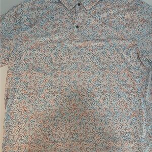 Hogan Men's Polo Floral Shirt - Blue & Orange Size XXL